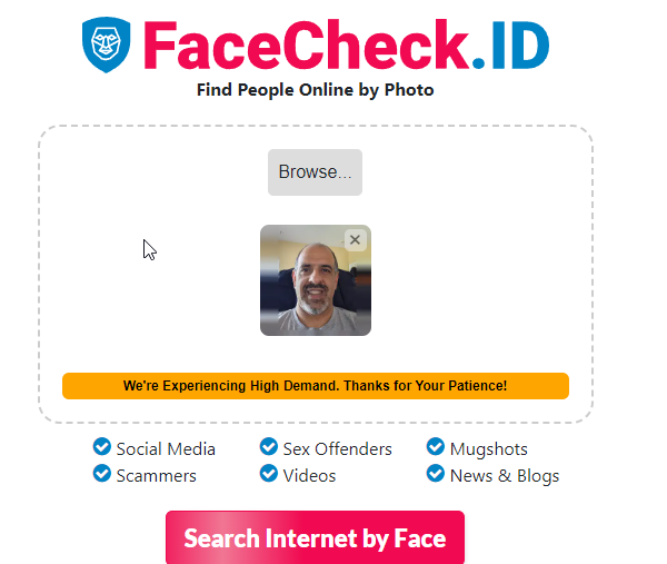 FaceCheck - Reverse Image Search - Face Recognition Search Engine